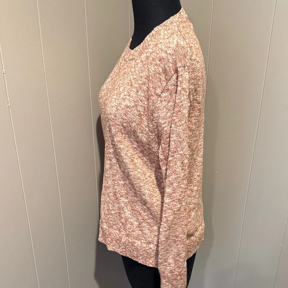 J. Crew Women's Small Speckled Knit Sweater - Rusty Orange and White